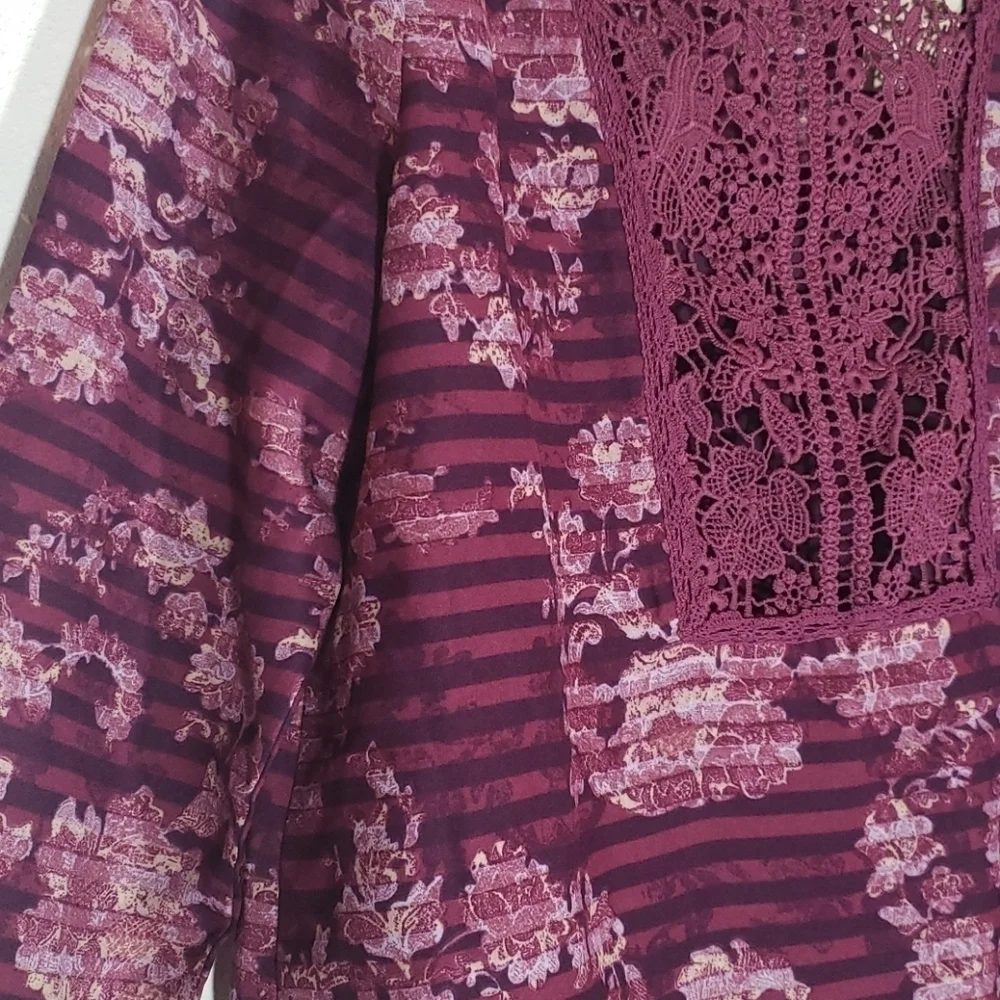 𝅺vintage American 2Pc Burgundy Peasant Shirt NWT M